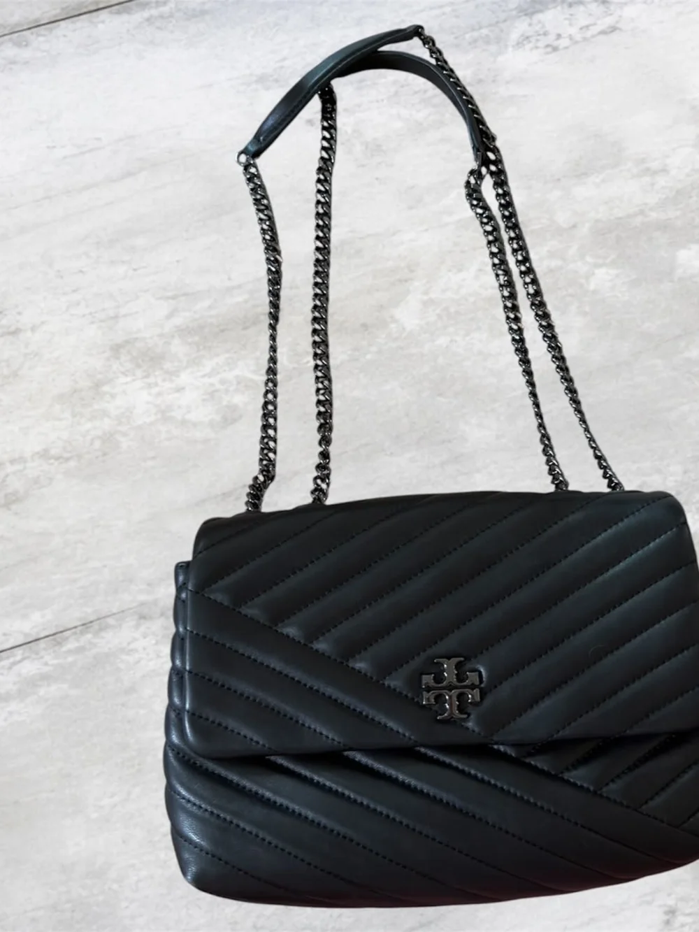 Tory Burch Black Quilted Leather Chain Shoulder KYRA Bag